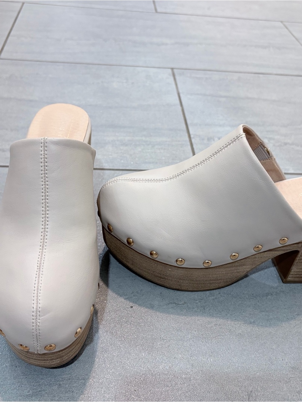 ShuShop Gigi Leather Studded Platform Mules 1.5 inch platform & 3.5 inch heel